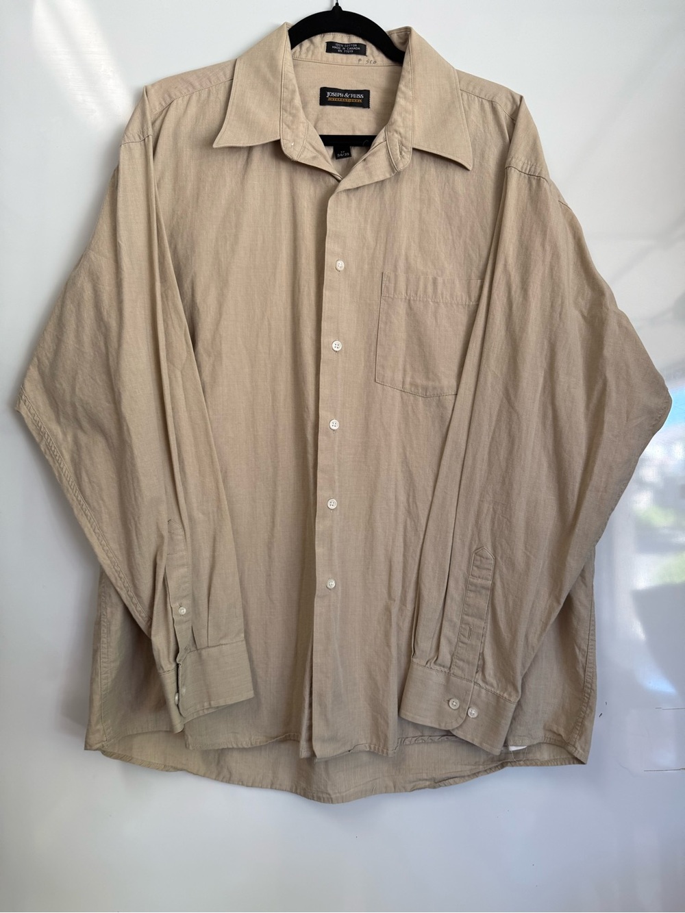 Joseph & Feiss Tan Long-Sleeve Casual Button-Down Shirt